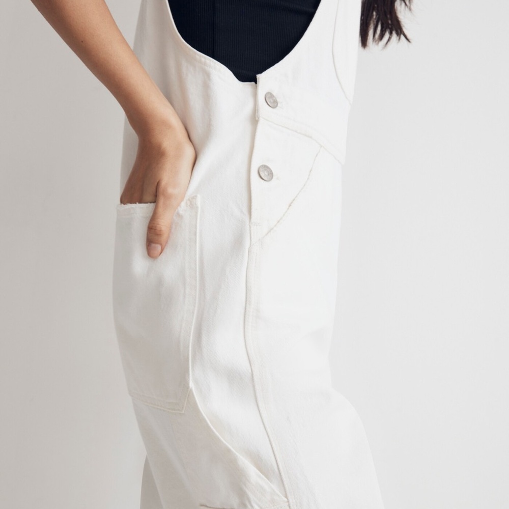 Madewell Denim Carpenter Overalls White XL - Picture 3 of 8